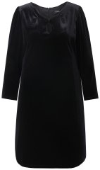 Ulla Popken 845573 Vestido de terciopelo de manga larga Negro