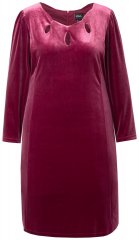 Ulla Popken 845573 Vestido de terciopelo de manga larga Burdeos