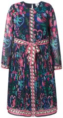 Ulla Popken 845649 Vestido de gasa de flores Azul marino