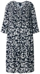 Ulla Popken 845825 Vestido midi de flores con manga 3/4 Negro