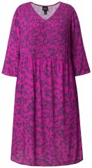 Ulla Popken 845825 Vestido midi de flores con cuello de pico Lila