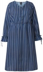 Ulla Popken 845863 Vestido de rayas con cuello de pico Azul marino