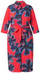 Ulla Popken 846164 Vestido camisero de flores Rojo
