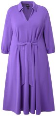 Ulla Popken 846373 Vestido de felpa evasé con manga 3/4 Lila