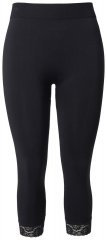 Ulla Popken 846491 Leggings de media 3/4 con encaje Negro