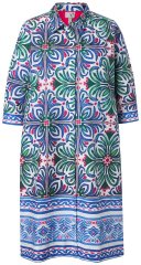 Ulla Popken 846952 Vestido camisero de flores Blanco