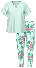 Ulla Popken 846971 Pijama con estampado Verde claro