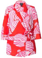 Ulla Popken 847275 Blazer de rayas efecto cruzado Rojo