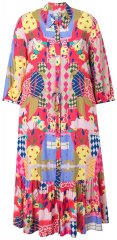 Ulla Popken 848015 Vestido midi estampado con cordón Rosa
