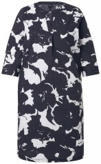 Ulla Popken 848061 Vestido midi de flores con manga 3/4 Negro