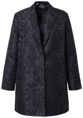 Ulla Popken 848099 Blazer de jacquard floral con tapeta oculta Negro