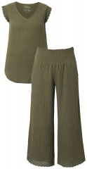 Ulla Popken 848131 Pijama con encaje Verde oliva