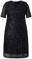 Ulla Popken 848140 Vestido de lentejuelas Negro