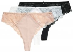 Ulla Popken 848522 Tangas con encaje pack de 3 Negro