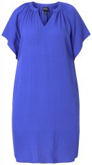 Ulla Popken 848526 Vestido de mezcla de lino con bolsillos Azul