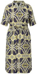 Ulla Popken 848789 Vestido midi estampado con bolsillos Azul marino