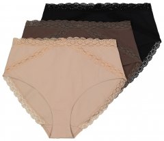 Ulla Popken 848803 Bragas con encaje pack de 3 Negro
