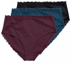 Ulla Popken 848803 Bragas con encaje pack de 3 Burdeos