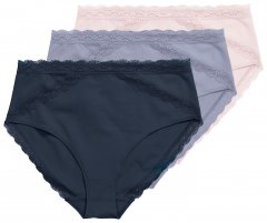 Ulla Popken 848803 Bragas con encaje pack de 3 Azul claro