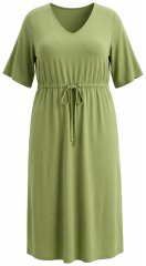 Ulla Popken 848829 Vestido midi de manga corta con cordón Verde claro