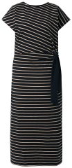 Ulla Popken 848921 Vestido de jersey de rayas con cinturón anudado Negro
