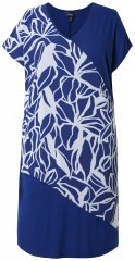 Ulla Popken 849033 Vestido de gasa de manga corta con cuello de pico Azul marino