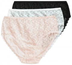 Ulla Popken 849194 Bragas de flores con encaje pack de 3 Negro