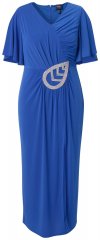 Ulla Popken 849530 Vestido de noche estampado con strass Azul real