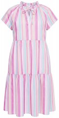 Ulla Popken 849969 Vestido midi de rayas con volantes Rosa
