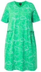 Ulla Popken 850204 Vestido de jersey de manga corta con cuello de pico Verde
