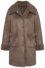 Ulla Popken 850251 Abrigo teddy Marrón claro