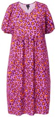 Ulla Popken 850346 Vestido estampado con cuello de pico Rosa