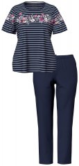 Ulla Popken 850403 Pijama de flores Azul marino