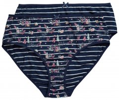 Ulla Popken 850538 Bragas de flores de algodón orgánico pack de 2 Azul marino