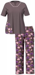 Ulla Popken 850903 Pijama de flores pack de 2 Marrón