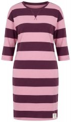Ulla Popken 850958 Vestido de felpa de rayas con manga 3/4 Burdeos