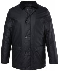 JP1880 851493 Chaqueta encerada con cuello de pana Negro
