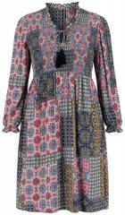 Ulla Popken 851546 Vestido midi estampado Amarillo mostaza