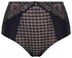 Ulla Popken 851700 Bragas de cuadros de talle alto con encaje Negro