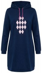 Ulla Popken 851749 Vestido de estar en casa de cuadros con capucha Azul marino