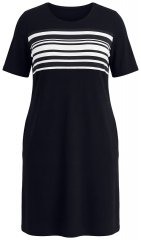 Ulla Popken 852079 Vestido camiseta de rayas Negro