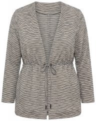 Ulla Popken 852086 Cárdigan de rayas con cordón Topo