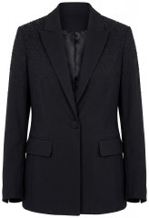 Ulla Popken 852498 Blazer de un botón con strass Negro
