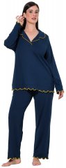 Ulla Popken 852573 Pijama con cuello camisero Azul marino