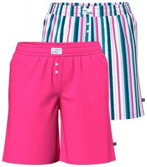 Ulla Popken 852752 Pantalón corto de pijama de rayas pack de 2 Rosa
