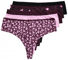 Ulla Popken 852758 Tangas con estampado pack de 5 Ciruela