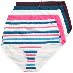Ulla Popken 852761 Bragas de rayas de talle alto pack de 5 Petróleo