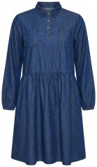 Ulla Popken 852768 Vestido vaquero evasé con bolsillos Azul denim
