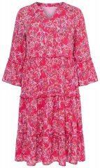 Ulla Popken 852841 Vestido de flores con volantes Magenta