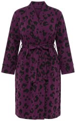 Ulla Popken 853168 Albornoz de rizo con estampado animal Ciruela